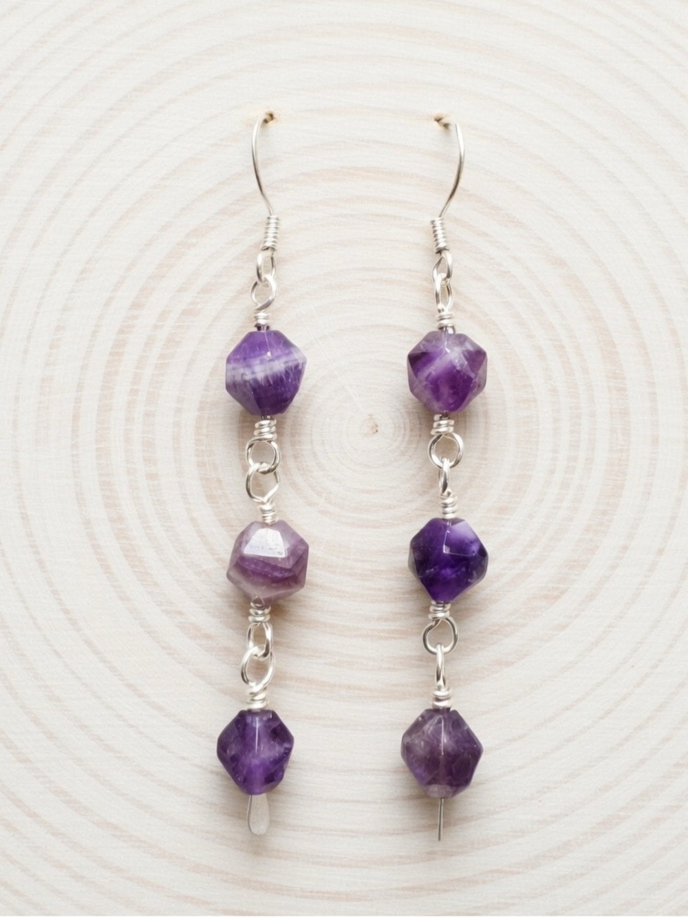 Handmade Amethyst Dangle Earrings